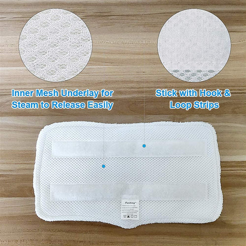 Fushing 7Pcs Steam Mop Pads, Washable Microfiber Cleaning Steamer Replacement Pads for Shark Steam & Spray Mop S3101 S3251 SK460 SK410 S3101n2 S3250 SK435CO SK140 SK141,White