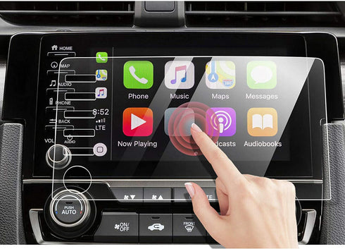 Moonlinks Tempered Glass Screen Protector Foil Compatible with Honda Civic 2019-2021 Touring Type R(5 Button Version),High Definition 9H Hardness Center Touchscreen Navigation Protective Film,7 inch
