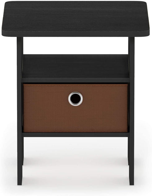 Furinno Andrey End Table / Side Table / Night Stand / Bedside Table with Bin Drawer, Americano/Medium Brown