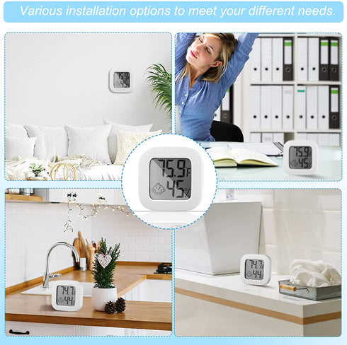 6 Pieces Humidity Gauge Humidity Meter Indoor Outdoor Thermometer Hight Accurate Temperature and Humidity Monitor with LCD Display Fahrenheit Degrees Fahrenheit for Home, Greenhouse, Cellar, Office