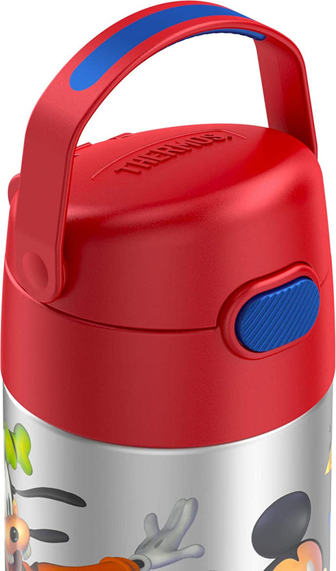 THERMOS FUNTAINER 12 Ounce Stainless Steel Vacuum Insulated Kids Straw Bottle, Mickey Mouse