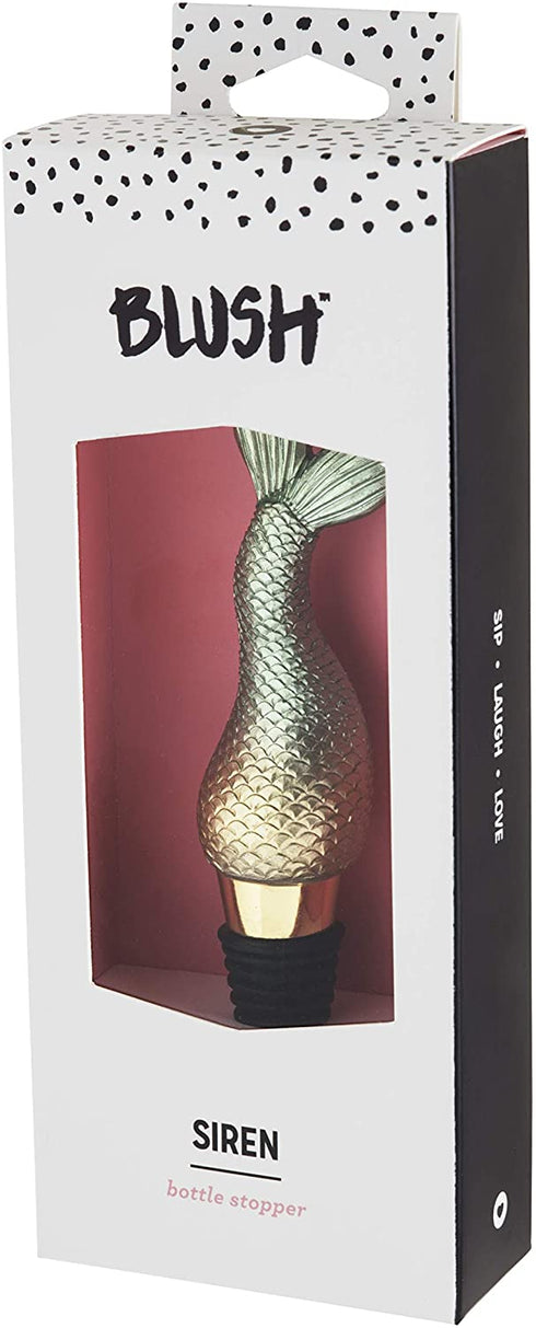 Blush Siren Bottle Stopper, Mermaid Tail Wine Bottle Stopper, Fits Standard Wine Bottles, Wine Preserver, Green, Set of 1