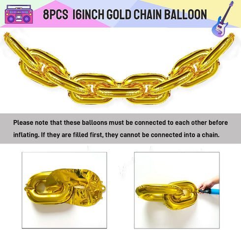 90S 80S Themed Balloon Garland Party Decorations Purple Rose Red Green Yellow Blue Black Gold Confetti Balloons Chain Radio Guitar Music Note Foil Balloon for Back to 90's 80's Hip Pop Party Decor