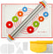 Rolling Pin with Adjustable Thickness Rings Stainless Steel 17.5" Dough Roller, 24"x16" Nonstick Silicone Pastry Mat Bench Dough Scraper Pizza Cutter Cake Smoothers Set for Baking Cookie Fondant Pie