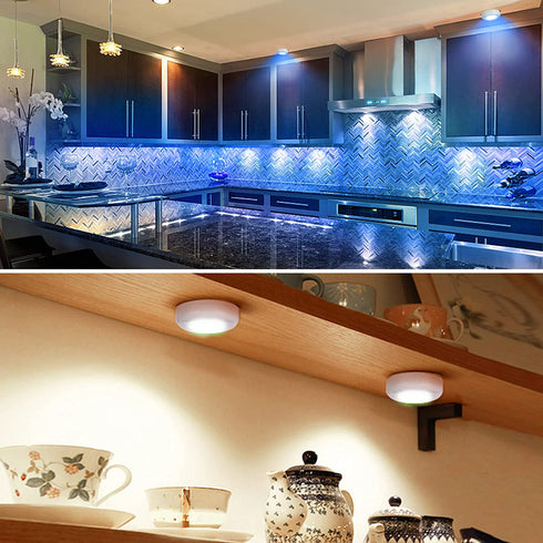 Puck Lights with Remote Under Cabinet Lighting Wireless LED Color Changing Puck Lights with Timing, Battery Operated Lights, LED Closet Lights Under Counter Lighting Stick on Lights (6 Pack)