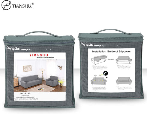 TIANSHU Stretch Loveseat Cover, Durable Loveseat Slipcover with Jacquard Fabric, 1-Piece Non Slip Couch Cover for 2 Cushion Couch, Stay in Place Furniture Cover for Loveseat (Loveseat, Light Gray)