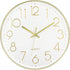 Lumuasky Modern Wall Clock, Silent Non-Ticking Battery Operated Decorative Clock for Living Room Bedrooms Office Kitchen (White Gold, 12 inch)