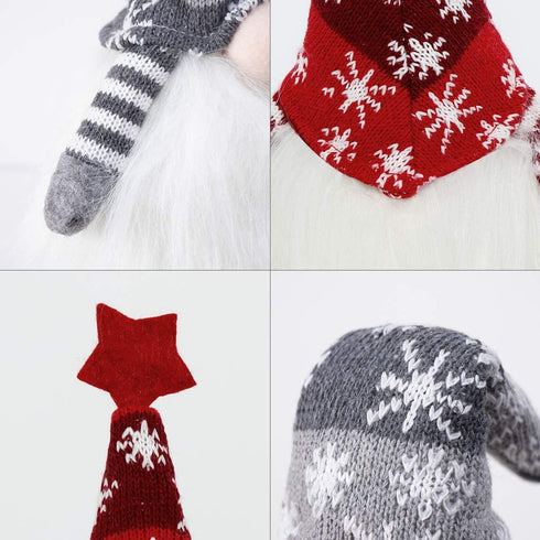 XAMSHOR Handmade Christmas Gnome Tomte with Light, Plush Elf Scandinavian Santa with Bendable Nordic Hat for Home Table Decorations Gift Set of 2, 11.8x5.5 inches