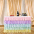 6FT Rainbow Table Skirt for Rectangle or Round Table Chiffon Tulle Table Skirting for Party Baby Shower Wedding Birthday Decor