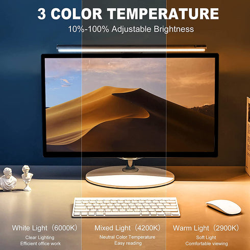 UBright Computer Monitor Light, Screen Light Bar with Touch Sensor USB Monitor Lamps Desk Light 3 Switchable Light Modes Dimmable Monitor Light Bar Eyes Care Reading Light for Desk Office Home Round