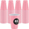 DecorRack 80 Party Cups, 16 oz -BPA Free- Plastic Soda Cups, Perfect for Birthday, Picnic, Indoor and Outdoor Event, Stackable, Reusable, Disposable Round Beverage Drinking Cup, Pink (Pack of 80)