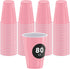 DecorRack 80 Party Cups, 16 oz -BPA Free- Plastic Soda Cups, Perfect for Birthday, Picnic, Indoor and Outdoor Event, Stackable, Reusable, Disposable Round Beverage Drinking Cup, Pink (Pack of 80)