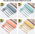 4 Sets Wheat Straw Cutlery, Portable Cutlery Set, Reusable Travel Flatware Set, for Lunch Boxes Workplace Camping School Picnic or Daily Use (Green, yellow, orange, blue)