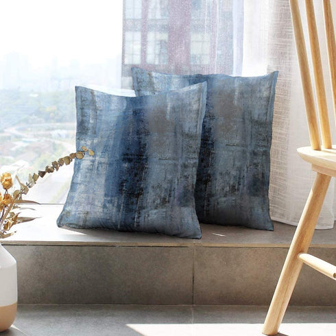 Alricc Blue and Grey Abstract Art Artwork Pillow Cover, Gallery Modern Decorative Throw Pillows Cushion Cover for Bedroom Sofa Living Room 20 x 20 Inch Set of 2