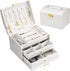 Warminn Jewelry Organizer 3 Layers Jewelry Box with Lock PU Leather Jewelry Storage Case with 2 Drawers for Earrings Bracelets Rings Necklace Watches jewelry Gift boxes for Women Girls Girlfriend Wife
