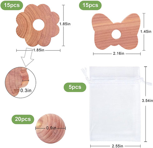 50 Pack Moth Repellent Cedar Blocks, Cedar Balls Cedar Rings Cedar Block for Closet Clothes, Moth Cedar for Clothes Storage Protect Clothing