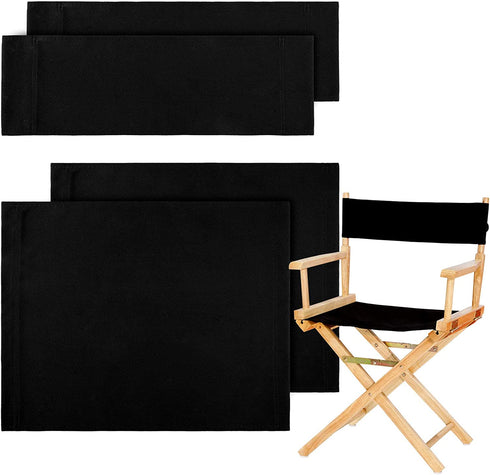 2 Set Casual Directors Chair Cover Kit, Replacement Canvas Seat and Back Canvas Stool Protector for Home Director Chair Medium Size (Black)
