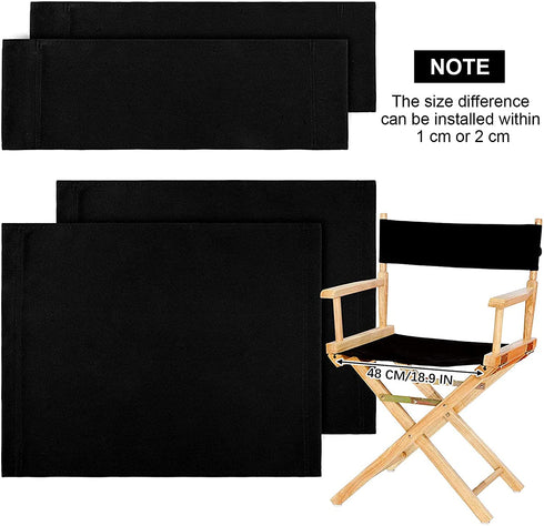 2 Set Casual Directors Chair Cover Kit, Replacement Canvas Seat and Back Canvas Stool Protector for Home Director Chair Medium Size (Black)