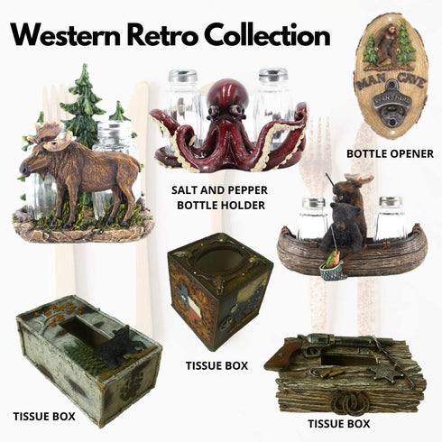 Comfy Hour Western Retro Collection 3" Octopus Salt and Pepper Bottle Holder, Polyresin