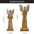 AuldHome Wooden Angel Christmas Statues (Set of 2); Primitive Farmhouse Holiday Decor Wood and Metal Praying Figurines