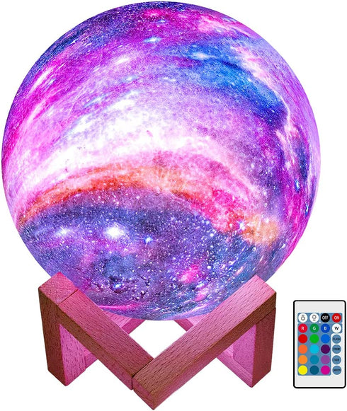 BRIGHTWORLD Moon Lamp Kids Night Light Galaxy Lamp 5.9 inch 16 Colors LED 3D Star Moon Light, Remote & Touch Control USB Rechargeable Gifts for Baby Girls Boys Mom Women Wife Birthday