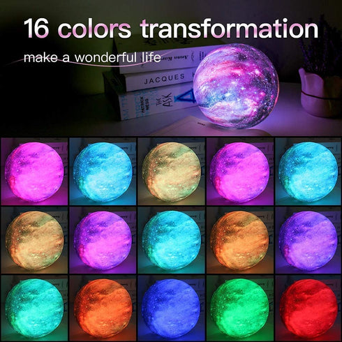 BRIGHTWORLD Moon Lamp Kids Night Light Galaxy Lamp 5.9 inch 16 Colors LED 3D Star Moon Light, Remote & Touch Control USB Rechargeable Gifts for Baby Girls Boys Mom Women Wife Birthday