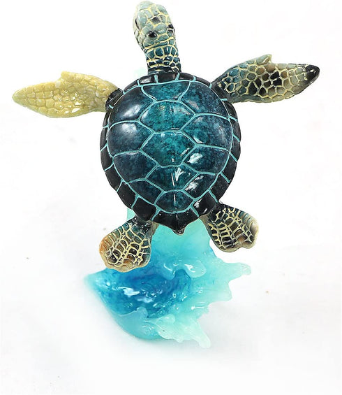 unison gifts YXF-169 5 INCH Blue SEA Turtle ON Wave, Multicolor