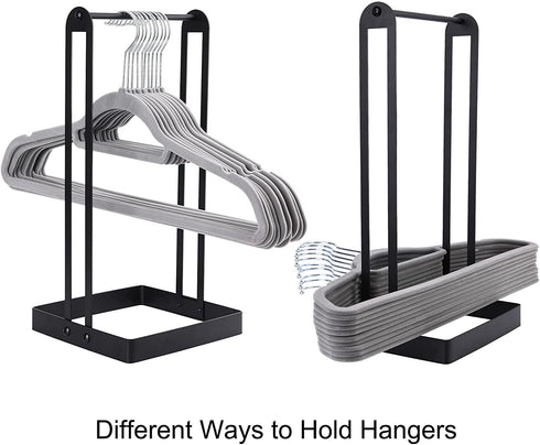 LEKUSHA Hanger Organizer Stacker, 55 Plastic Hanger Holder Stand, Clothes Hanger Storage for Closet Laundry Room