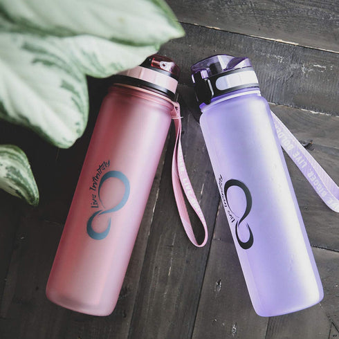 Live Infinitely 24 oz Water Bottle with Time Marker - Insulated Measured Water Tracker Screen - BPA Free Gym Water Bottle - Locking Flip Top Lid, Rubberized (Rose, 24oz)