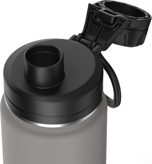 Hydrapeak 24 oz Insulated Water Bottle with Chug Lid - Reusable Leak Proof Stainless Steel Water Bottles, Double Wall Vacuum Insulation | 24 Hours Cold and 12 Hours Hot (Grey)