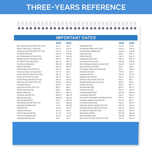 Desk Calendar 2022-2023 - Standing Flip Desktop Calendar, 18 Months from Jan 2022 to Jun 2023, Memoranda Lined Pages with Thick Paper, 10" x 8.3", Small Desk Calendar 2022 Standing Flip with Strong Twin-Wire Binding