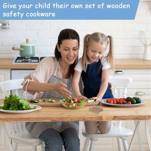 Montessori kitchen tools for toddlers, Safe Wooden Kids Knife & Cutting Board Sets Basic Life skills Veggies Fruits Avocado Banana Cooking Kitchen Chopping Tools for Toddlers 345-12 Years Old