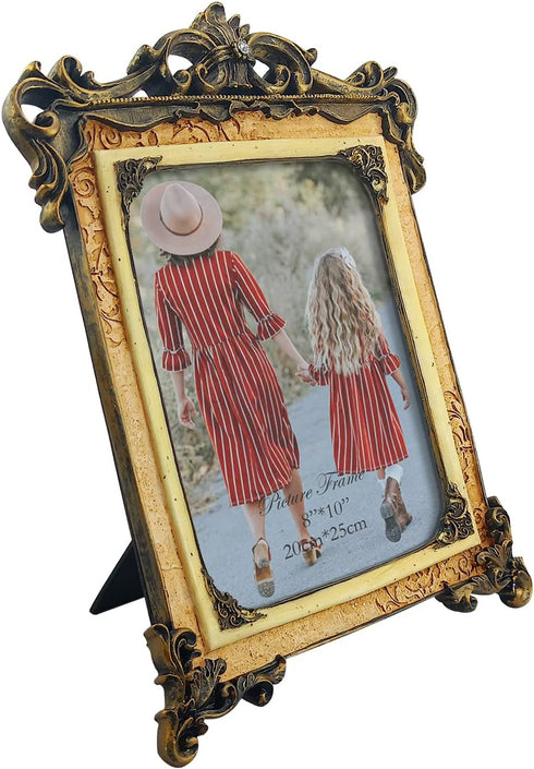 Pemtow 8x10 Vintage Picture Frame with Glass Front, Antique Photo Frame 8 by 10 for Tabletop Display