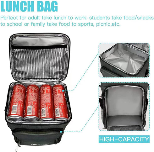 11L!2 Compartment Lunch Box,2 Deck/Dual Compartment/2 Compartments/Double Deck Insulated Lunch Bag Box,Lunch Box for Men/Women,Lunch Bag for Women/Men,Reusable Bag,Beach Cooler Bag