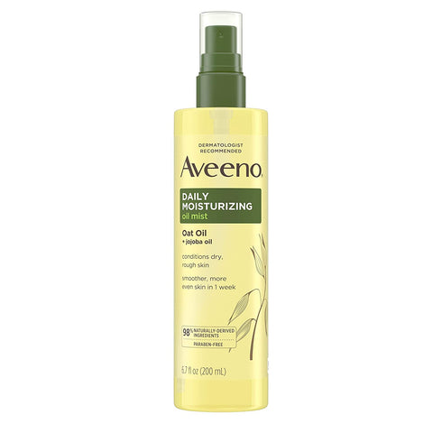 Aveeno Daily Moisturizing Dry Body Oil Mist with Oat and Jojoba Oil for Dry, Rough Sensitive Skin, Nourishing & Hypoallergenic Body Spray, Paraben-, Silicone- & Phthalate-Free, 6.7 fl. Oz