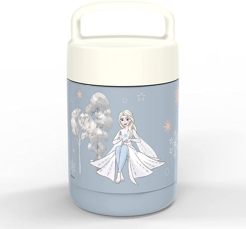 Zak Designs Kids' Vacuum Insulated Stainless Steel Food Jar with Carry Handle, Thermal Container for Travel Meals and Lunch On The Go, 12 oz, Elsa