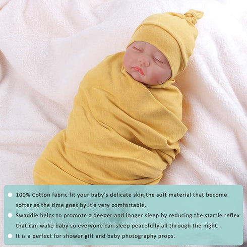 Receiving Blanket for Boys Girls Cotton Baby Swaddle Blankets Hat Set Newborn Swaddle 43?X43?