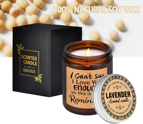 Lavender Scented Candle - Best I Love You for Her, Him, Mothers Day Birthday Present Ideas for Girlfriend, Boyfriend, Mom, Daughter, Sister, Best Friend, Dad, Wife, Husband