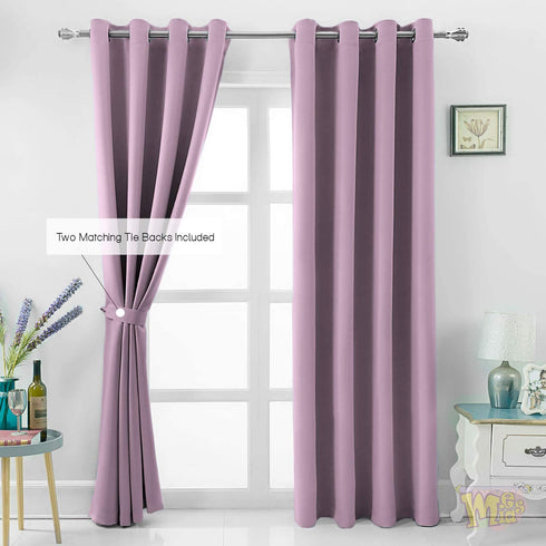 MEMIAS Premium 2 Panels Blackout Microfiber Noise Reducing Thermal Insulated Grommet Window Room Darkening Curtains for Living, Bedroom, Kids Room, Each Panel, 52" W x 95" L, Purple
