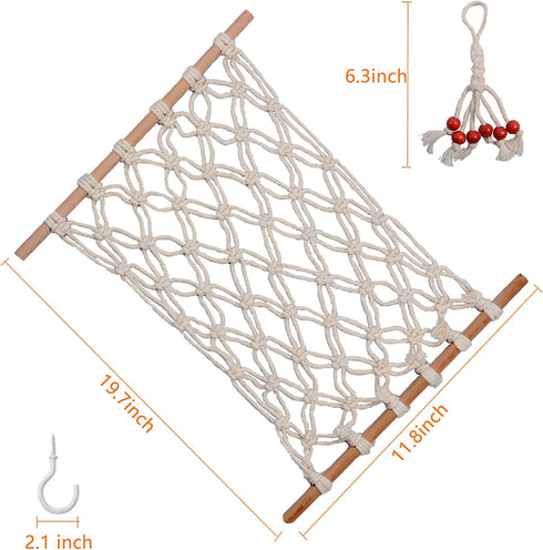 2PCS Macrame Fruit Hammock for Kitchen Under Cabinet, Hanging Fruit Hammock With Banana Hanger Hook Hanging Fruit Basket for Fruits Veggies