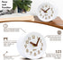 Driini Wooden Analog Desktop Clock 4.3 in. Decorative Pinewood Clock, No-Tick Design Easy to Read Silent Sweep Mantle Clock Quiet Tabletop Clocks with Wood Body, Hands, & Battery Cover; White