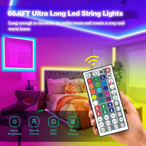 65.6 ft Led Lights for Bedroom KEXU Led Strip Lights Led Light Strips with App Music Sync Lights for Bedroom Led Lights for Room Decoration