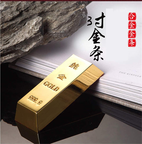 Zzooi Fake Gold Bar Bullion Brick Simulated Metal Gold Bar,Feng Shui Decor