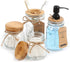 Bathroom Accessories Set Mason Jar, Foaming Soap Dispenser+2 Apothecary Jars+Toothbrush Holder, Bathroom Canisters Rustic Farmhouse Bathroom Decor Jars with Bamboo Lid, Country Countertop, Black