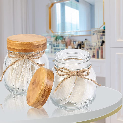 Bathroom Accessories Set Mason Jar, Foaming Soap Dispenser+2 Apothecary Jars+Toothbrush Holder, Bathroom Canisters Rustic Farmhouse Bathroom Decor Jars with Bamboo Lid, Country Countertop, Black