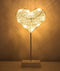 Lewondr Table Lamp, Battery Powered Heart Shape Ramadan Light Desk Lamp LED Christmas Decorative Lamp Winding Iron Frame Plastic Base Warm White Bright Light Home Bedroom Romantic Decoration - White