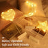 Lewondr Table Lamp, Battery Powered Heart Shape Ramadan Light Desk Lamp LED Christmas Decorative Lamp Winding Iron Frame Plastic Base Warm White Bright Light Home Bedroom Romantic Decoration - White
