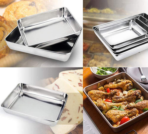 Sheet Pan, Stainless Steel Baking Pans Tray, Toaster Oven Pan Stainless Steel Baking Pan Cookie Sheet (11.22x14.25x2.36 inches)