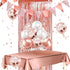 MOVINPE Rose Gold Party Supplies Decorations for 16 Guests Tableware Bunting Curtain Tablecloth Plates Napkins Cups Straws Balloon for Girl Women Birthday Wedding Hen Party Anniversary