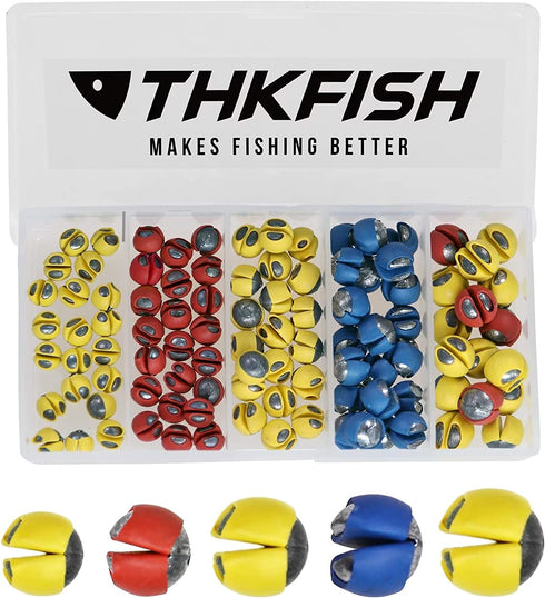 THKFISH Fishing Weights Sinkers Split Shot Fishing Weights Removable Rubber Weights B Mixed Five Sizes-80pcs